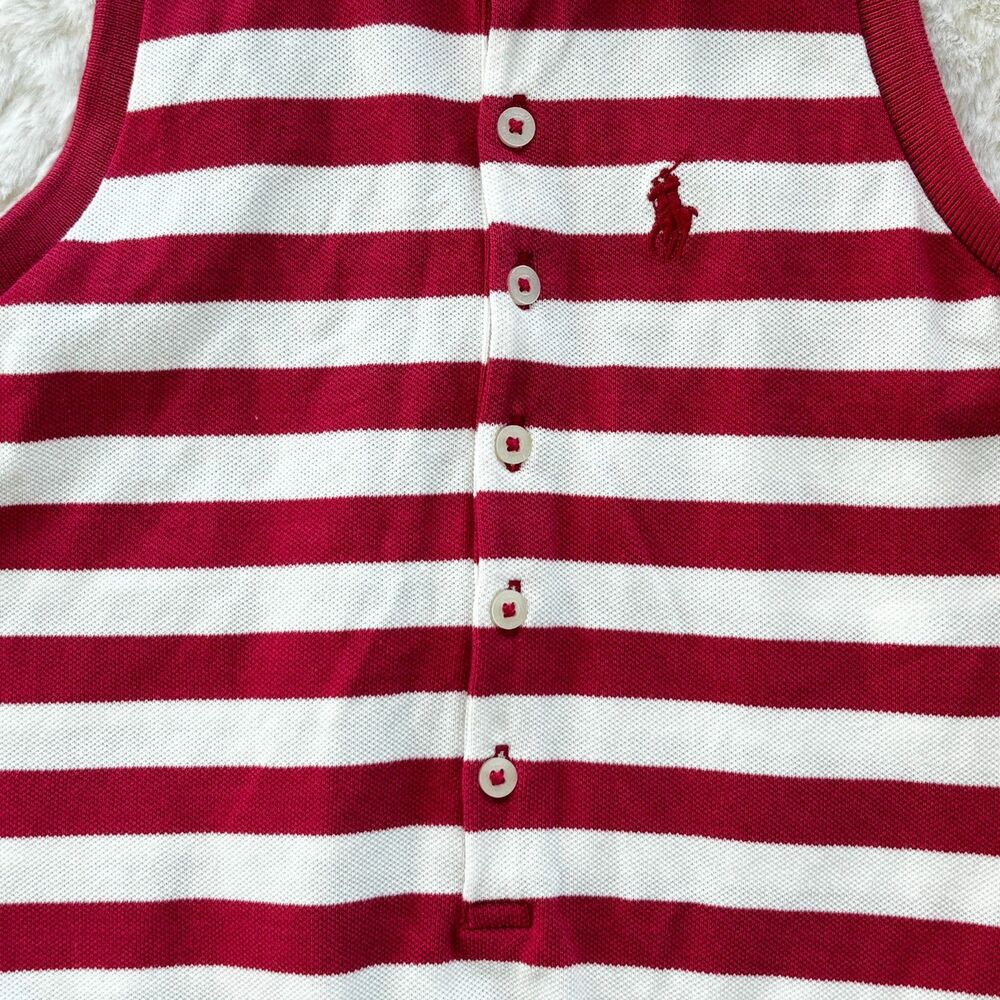 Polo Ralph Lauren Girls Small 7 Romper Red White Stripe Pony Summer Outfit - Picture 3 of 7